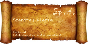 Szendrey Aletta névjegykártya